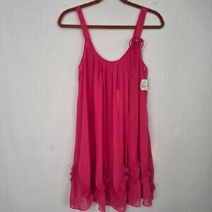 In Bloom by Jonquil Scoop Neck Ruffle Hem Chemise Nightgown sz L Pink Fairy New